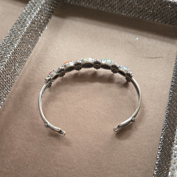 American West Sterling Multi Gemstone Cuff Bracelet - Picture 7 of 12